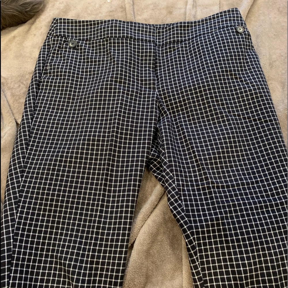 Loft black and white checked pants